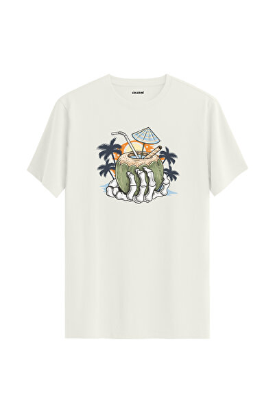 Colermi تي شيرت قطن 100% مطبوع عليه جوز الهند الاستوائي
