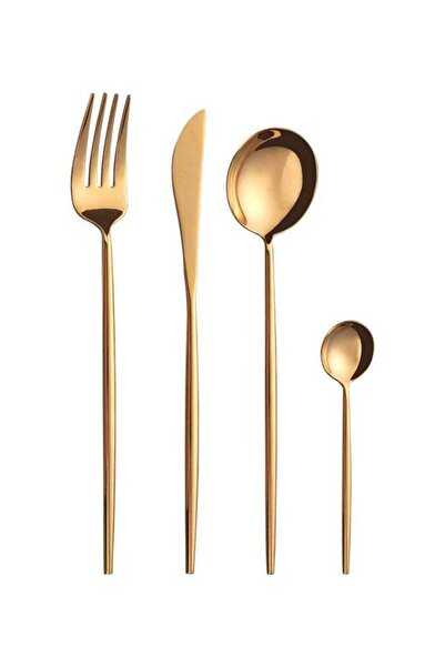 Generic 4-Piece Stainless Steel Cutlery Set Gold 16.5x26x3.5cm