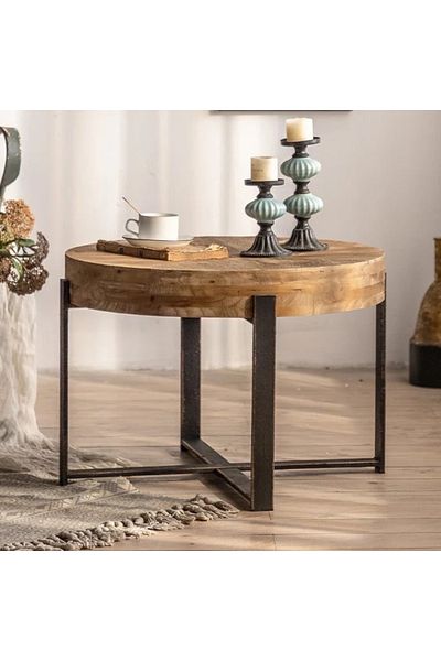 Vi Markets Wide wood top table - long metal bases