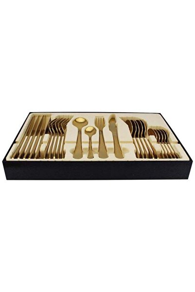 Generic JI Da Cutlery Set, 24 Piece set, 410 Stainless Steel, 4mm, Matt Gold-...