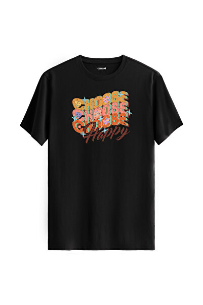 Colermi تي شيرت مكتوب عليه "اختر السعادة" مصنوع من القطن بنسبة 100%