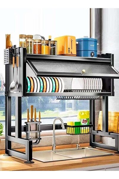 Generic حامل تجفيف الأطباق عالي التحمل فوق الحوض، رف أطباق كبير بثلاث طبقات، ...