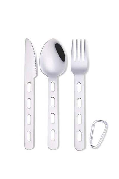 Generic Camping Cutlery Set, 4 Pcs Stainless Steel Camping Fork Spoon Cutter ...