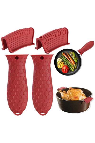 Generic SHOWAY Silicone Hot Handle Holders Cover 4 Pack Cast Iron Skillet Handle Cover Pot Handle Holder Sl
