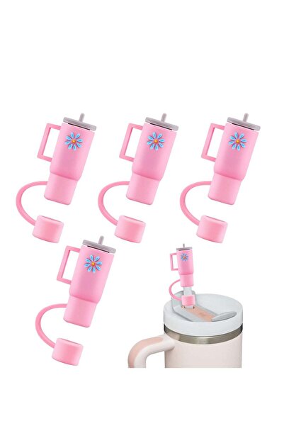 Generic Excefore Straw Tips Cover, Reusable Drinking Straw Lids, 4PCS Silicone Straw Plug Drinking Dust Cap