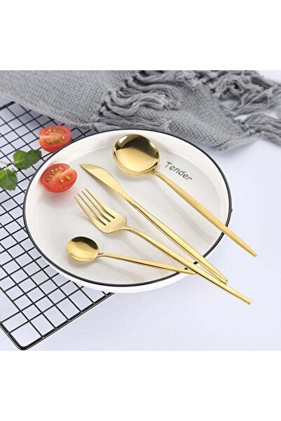 Generic 4-Piece Stainless Steel Dinnerware Fork,Spoon And Knife Cutlery Set Gold