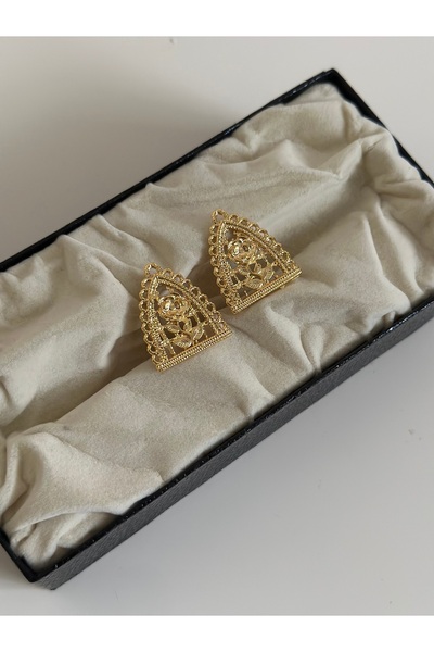 MİOSA 14K Altın Kaplama Pencere Gül Küpe