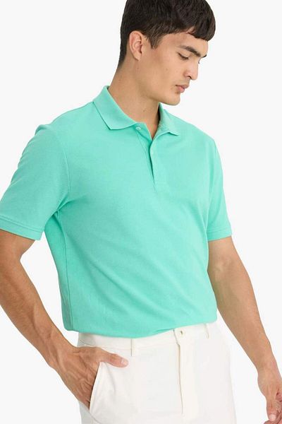DeFacto New Season 100% Cotton Regular Fit Polo Neck Short Sleeve Basic Plain Pique Fabric T-Shirt