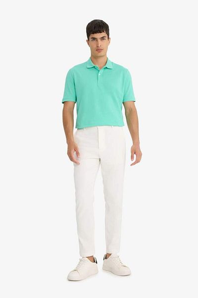 DeFacto New Season 100% Cotton Regular Fit Polo Neck Short Sleeve Basic Plain Pique Fabric T-Shirt
