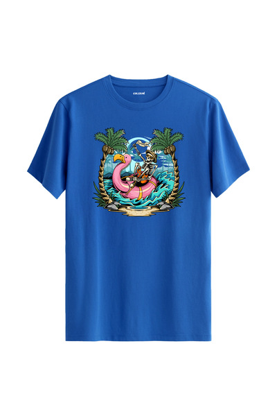 Colermi تي شيرت مطبوع عليه هيكل عظمي وفلامنغو مصنوع من القطن بنسبة 100%