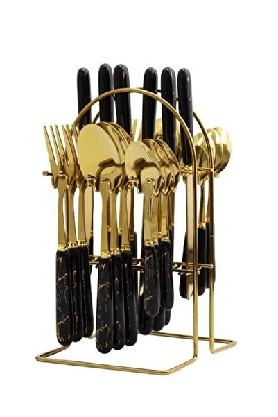 Generic 24 Piece Stainless Steel Hanging Cutlery Set with Stand for 6 People ...