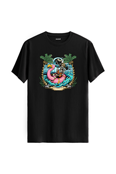 Colermi تي شيرت مطبوع عليه هيكل عظمي وفلامنغو مصنوع من القطن بنسبة 100%