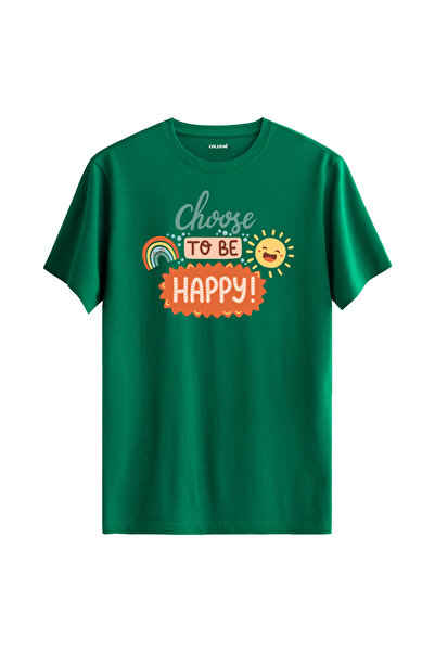 Colermi تي شيرت للجنسين "اختر أن تكون سعيدًا" مع الشمس والسماوات