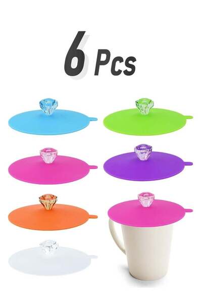 Generic Oasisgalore 6 Pcs Silicone Cup Covers â€“ Reusable Anti-Dust Lids for Mugs and Glasses