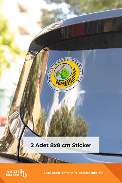 Hızlı Baskım Orman Genel Müdürlüğü Logo 8 cm 2 Adet | Araç Ön Cam Sticker Cam...