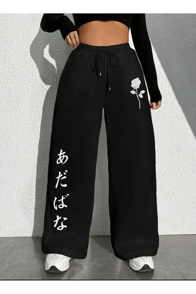 Le Vion Γυναικεία εποχιακά φούτερ με δύο κλωστές και φαρδιά μπατζάκια με στάμπα