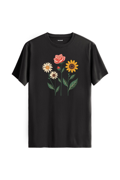 Colermi تي شيرت قطني بتصميم زهرة الأقحوان وعباد الشمس للجنسين