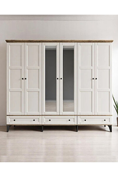 miracool Karin 6 Kapılı Dolap / Gardrop / %100 MDF / Çam-Aytaşı / Ücretsiz Kurulum