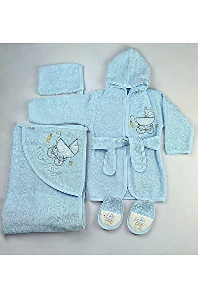 ABC BABY Arabalı Bebek Bornoz Seti - Kutulu