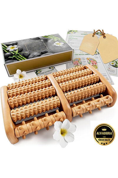 Wolawood Sağlıklı Yaşam %100 Doğal Ahşap Ayak Masaj Aleti Rulosu Natural Raha...