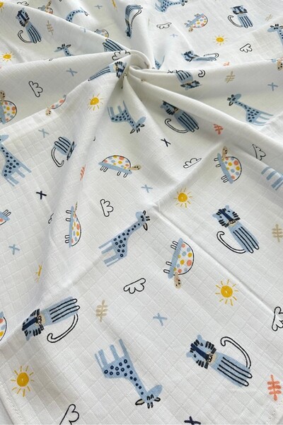 Huglette غطاء وبطانية موسلين منقوشة