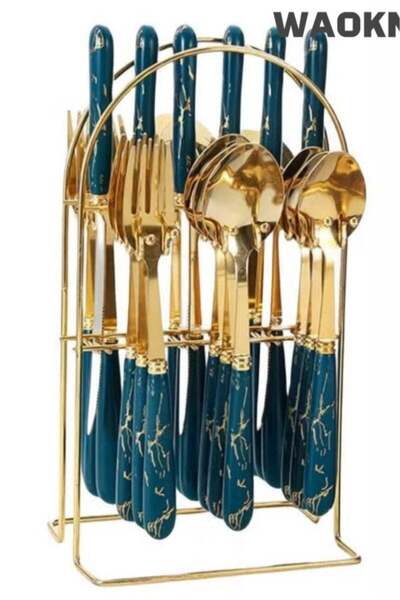 Generic Silverware Gold Set, 24 Piece Cutlery Set, Stainless Steel Flatware S...