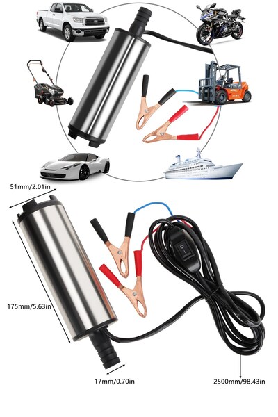 STAXX POWER Mini Mazot Yakıt Sıvı Yağ Süt Aktarma Pompası 12/24V Mini Transfer Yakıt Pompası Mini Dalgıç Pompa