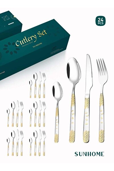 Generic SUNHOME 24-Piece Stainless Steel Cutlery Set Kitchen Utensil Set West...
