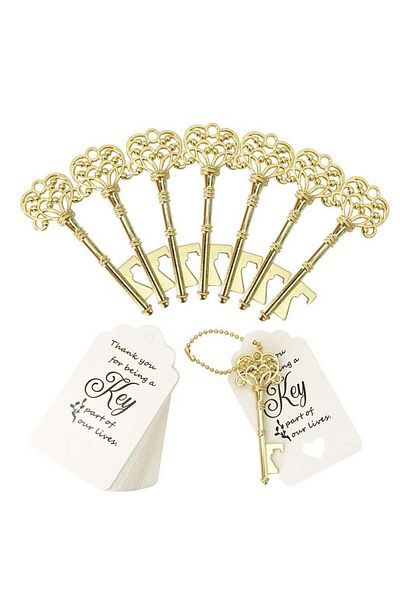 Generic 50 Vintage Key Bottle Openers Set with Escort Card Tags & Key Chains, Suitable Party & Festival Sou