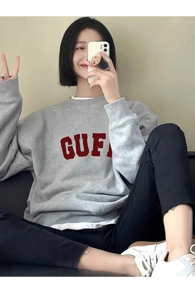 FUFLUNS سويت شيرت مطبوع عليه GUFP للجنسين للنساء/الرجال برقبة دائرية