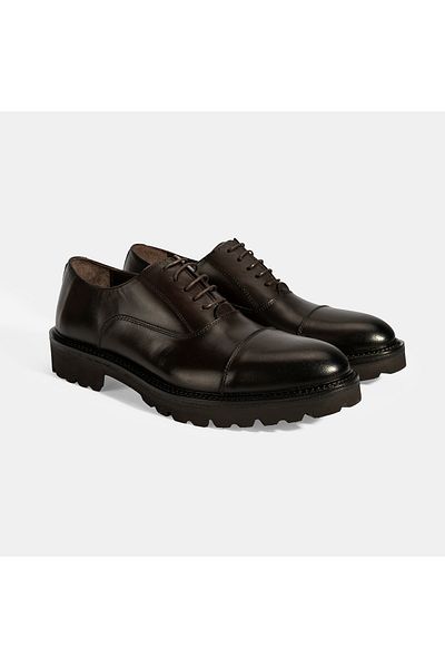 Desa Men's Brown Lace-Up Leather Classic Shoes