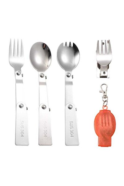 Generic Portable 3-Piece Foldable Cutlery Set with Case, Stainless Steel Spoo...
