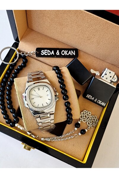 arpat time saat aksesuar KİŞİYE ÖZEL 5 PARÇAK ERKEK SAAT SETİ. SAAT, ÇAKMAK, ...