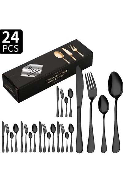 Generic 24-Piece Stainless Steel Cutlery Set – Matte Assorted Finish