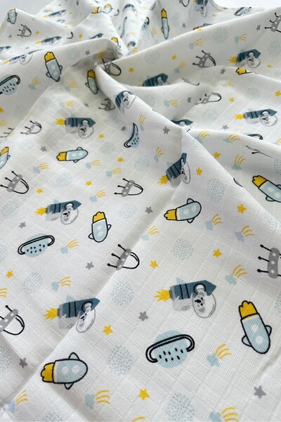 Huglette غطاء وبطانية موسلين منقوشة