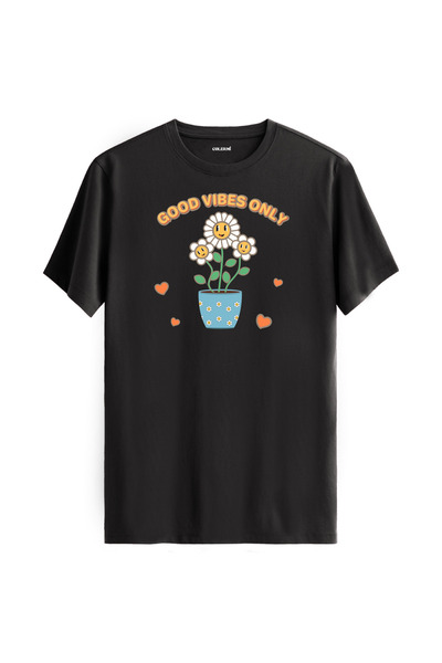 Colermi تي شيرت بتصميم Daisy Good Vibes Only في إناء
