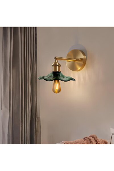 burenze Modern Tasarım Vintage Classic El Yapımı Yeşil Camlı Aplik Elektrikle Çalışır