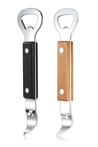 Generic 2 Pack Stainless Steel & Plastic Bottle Openers, 3-in-1 Can Opener, Black&Burlywood