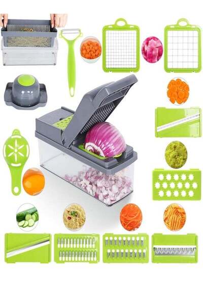 Generic مفرمة خضراوات متعددة الوظائف 14 في 1 من AMERTEER مزودة بـ 8 شفرات - ق...