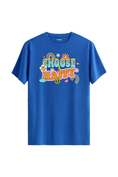 Colermi "Choose Happy" Unisex T-Shirt with Rainbow and Smile Design
