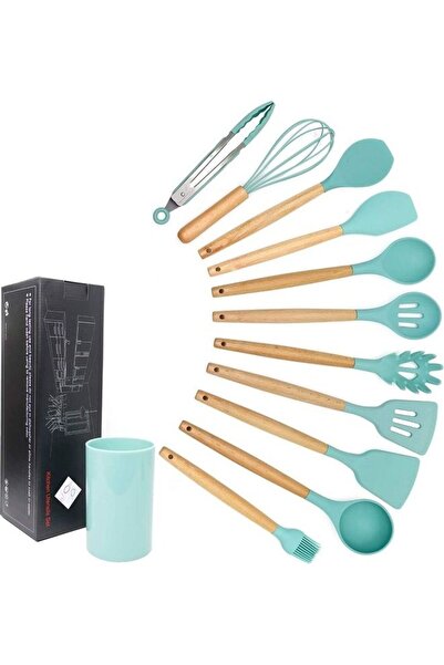 Generic XiuWoo 11-Piece Silicone Kitchen Utensils Set Blue/Beige one sizecm