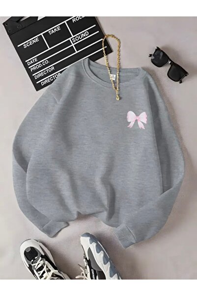 FUFLUNS سويت شيرت برقبة دائرية للجنسين مطبوع عليه شريط كبير الحجم