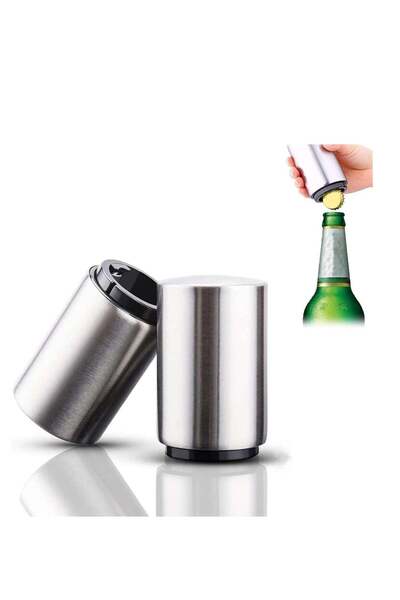 Generic SYOSI Magnetic Bottle Opener, Stainless Steel Automatic Bottle Opener, Push Pull Bottle Lid Lifter,