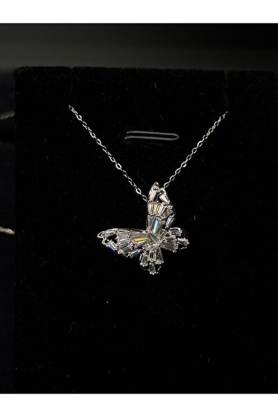 NG TAKI GÜZELLİK NG Gümüş Rengi Kelebek Çelik Kadın Kolye, Sevgiliye Hediye İ...