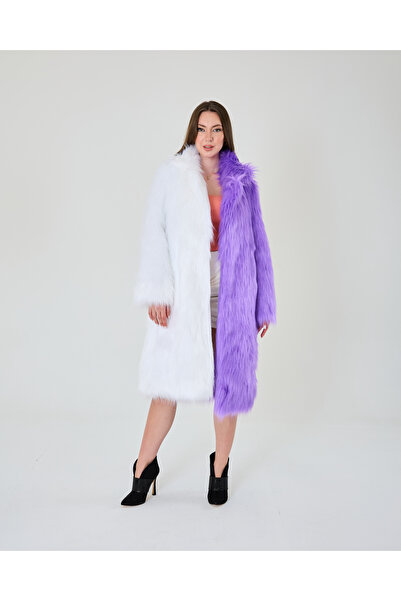 KürkZone Special Design Back Detailed Ying Yang Fur Coat