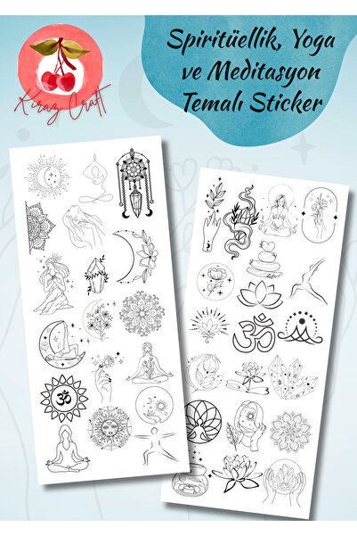Kiraz Craft Spiritüellik, Yoga ve Meditasyon Temalı Sticker Etiket Set - Ajan...