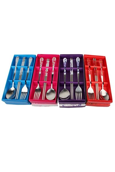 Generic 4 Boxes Of Chopsticks, Spoon And Fork Three-piece Set