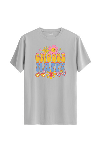Colermi "اختر Happy" تي شيرت ريترو هيبي مصنوع من القطن بنسبة 100%