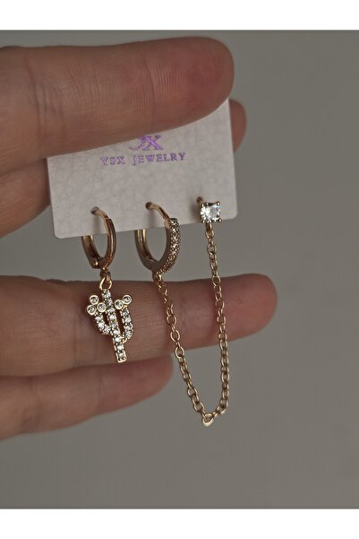 AURA 3 lü çelik küpe