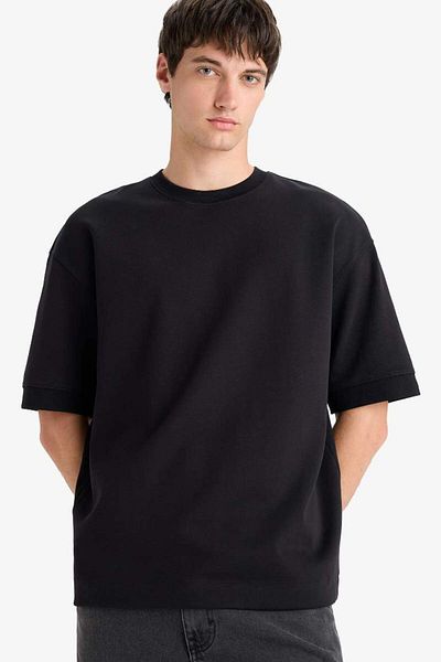 DeFacto New Season Loose Fit Relaxed Cut Crew Neck Heavy Fabric Basic Plain Short Sleeve T-Shirt